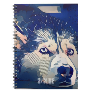 Stylized Stylish Husky Drawing Notebook