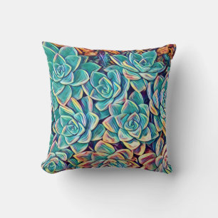 Stylized Succulent Plants Throw Pillow / Cushion