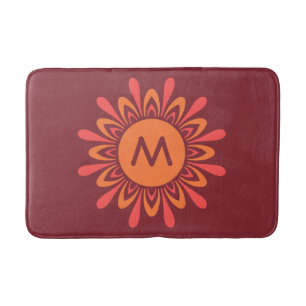 Stylized Sun custom monogram bath mats