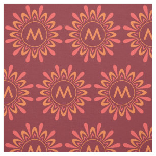 Stylized Sun /Flower Pattern custom & colour fabri Fabric