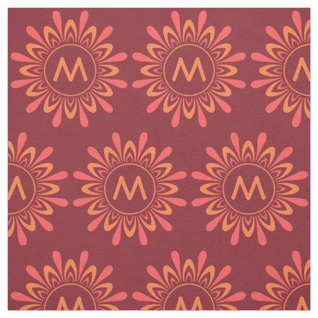 Stylized Sun /Flower Pattern custom & colour fabri Fabric (Swatch)