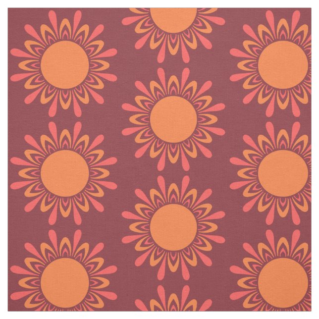 Stylized Sun / Flower Pattern custom fabric (Swatch)