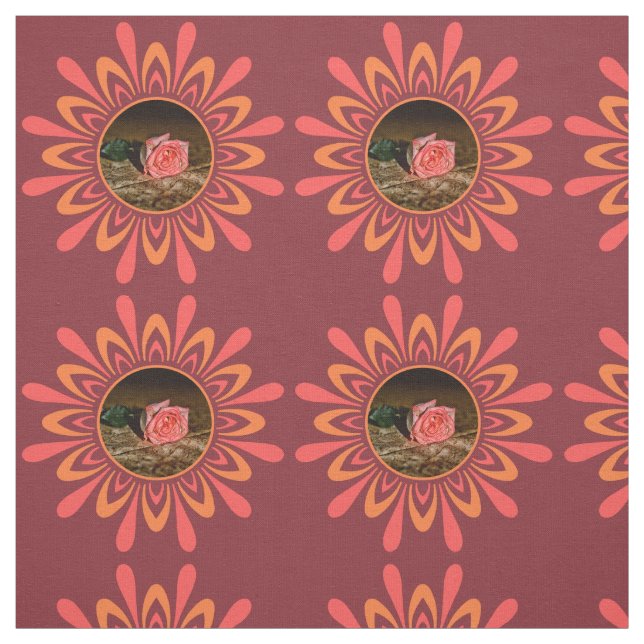 Stylized Sun/Flower Pattern with YOUR PHOTO fabric (Swatch)