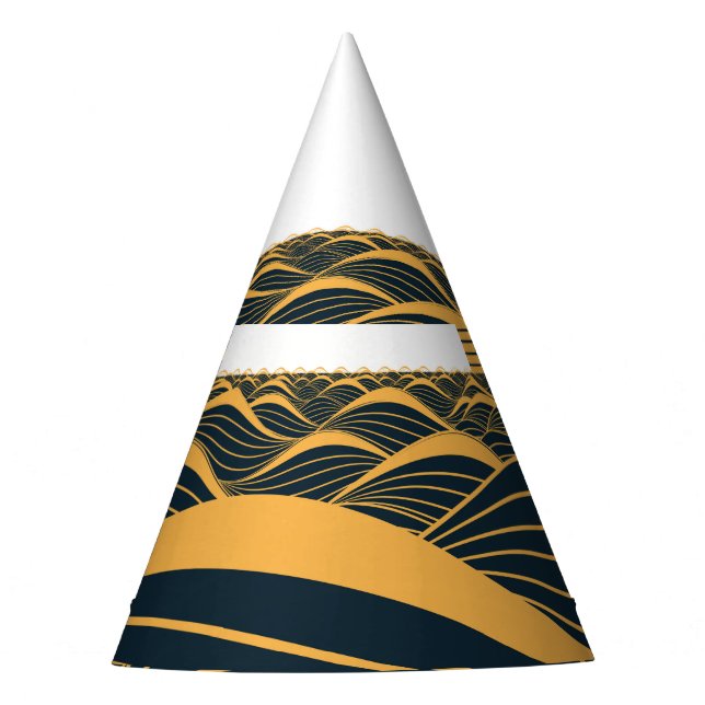 Stylized sun-moon, dark sea illustration. party hat (Front)