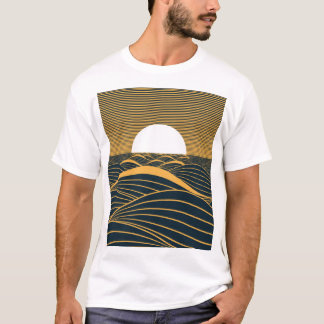 Stylized sun-moon, dark sea illustration. T-Shirt