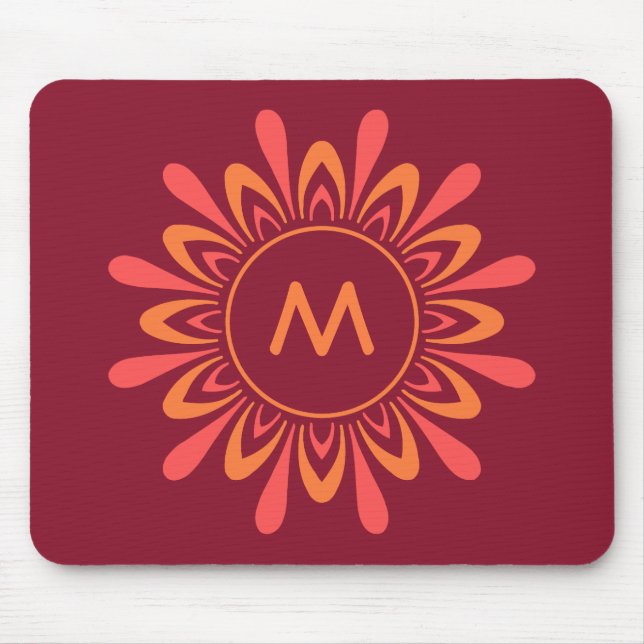 Stylized Sun Pattern custom monogram mousepad (Front)