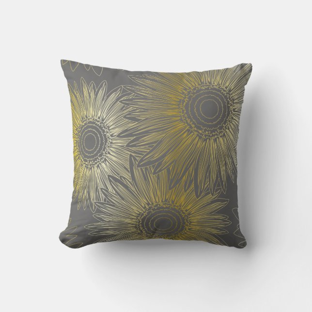 Stylized  sunflowers throw pillow (Front)