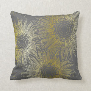Stylized  sunflowers throw pillow