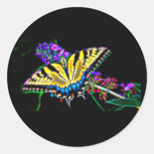 Stylized Swallowtail Butterfly  Classic Round Sticker