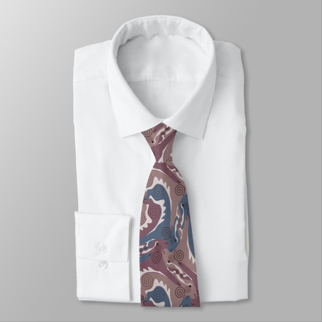 Stylized Swirling Hares Tesselation 7b NT Tie (Tied)