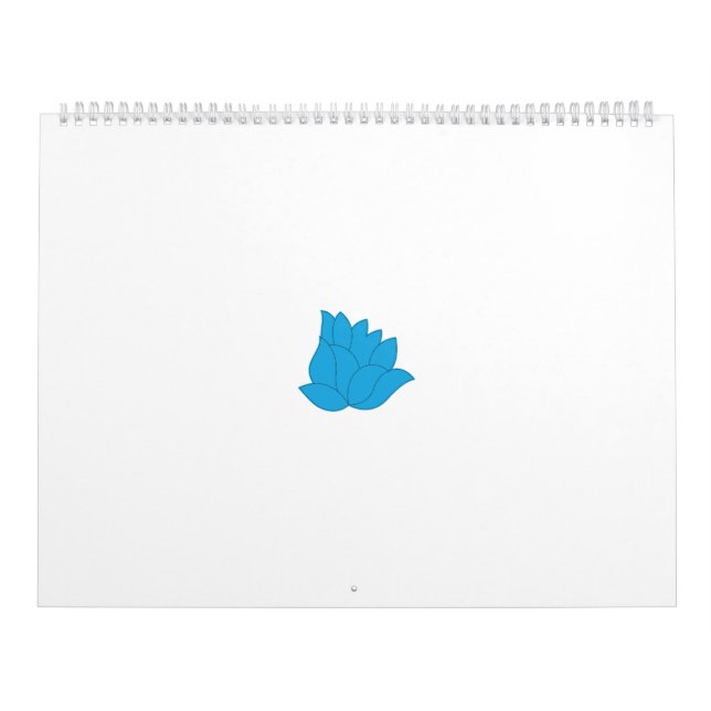Stylized, teal-blue flower design with overlapping calendar (Cover)