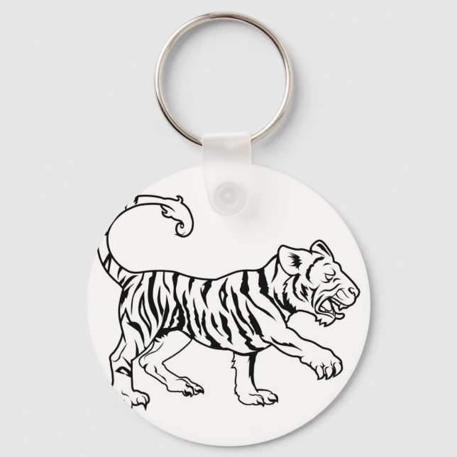 Stylized tiger illustration keychain (Front)