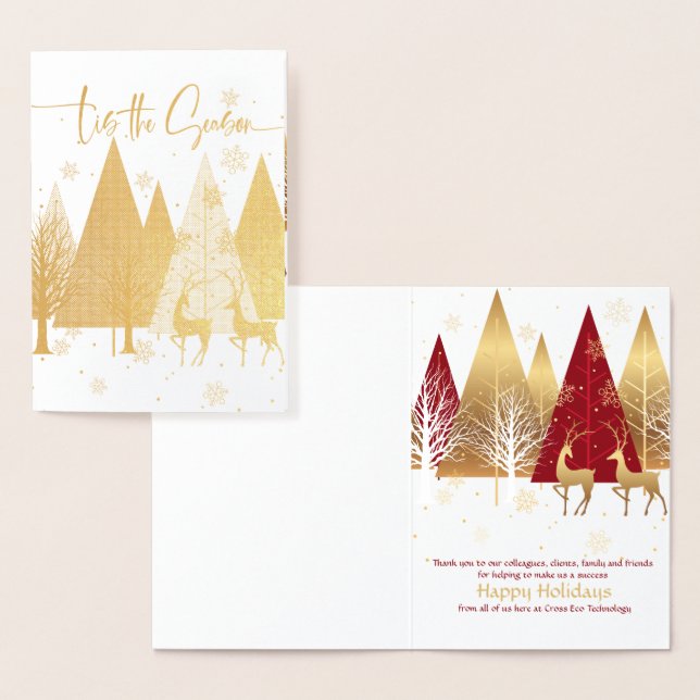 Stylized 'Tis the Season Red and Gold Corporate Foil Card (Display)