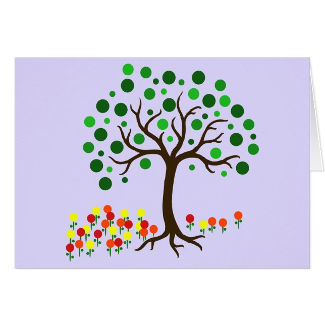 Stylized Tree and Tulips Card (Front Horizontal)