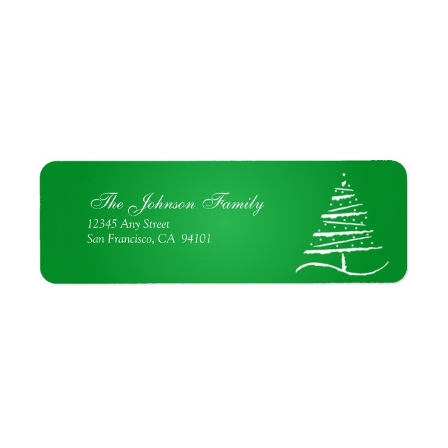 Stylized Tree Holiday Address Labels (green) (Front)