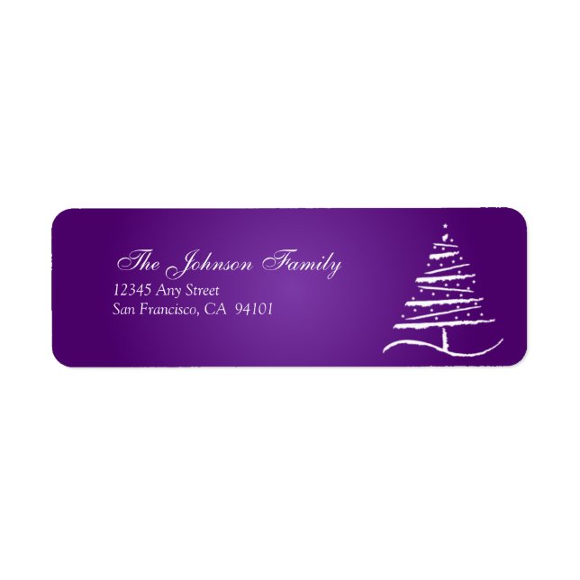 Stylized Tree Holiday Address Labels (purple) (Front)