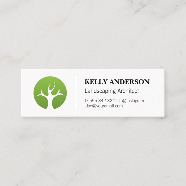 Stylized Tree Icon | Tree Trimming Service Mini Business Card (Front)