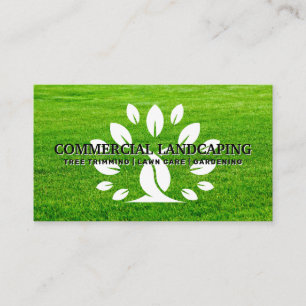 Stylized Tree Logo   Cut Grass Business Card
