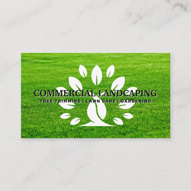 Stylized Tree Logo | Cut Grass Business Card (Front)