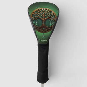 Stylized tree of life golf head cover