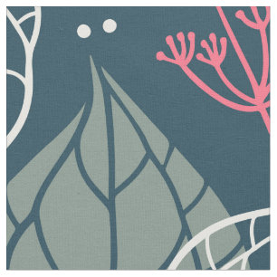 Stylized tropical leaves pattern fabric