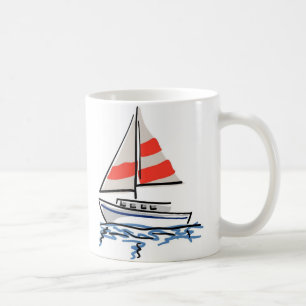 Stylized Tropical Sailboat Coffee Mug