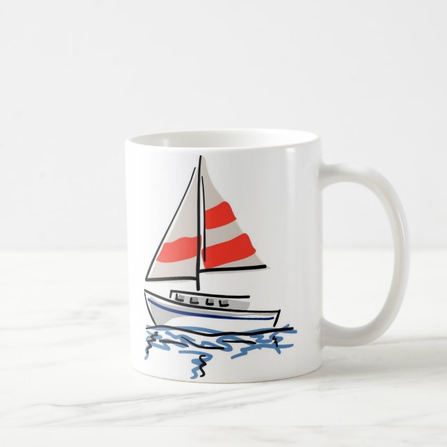 Stylized Tropical Sailboat Coffee Mug (Right)