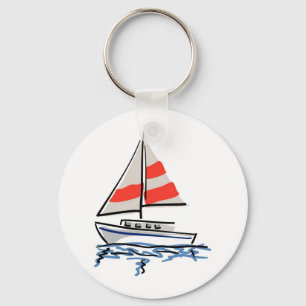 Stylized Tropical Sailboat Keychain