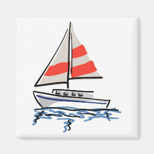 Stylized Tropical Sailboat Magnet