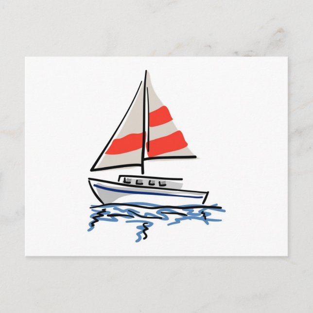 Stylized Tropical Sailboat Postcard (Front)