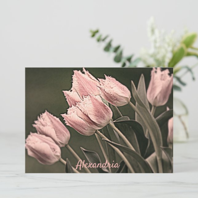 Stylized Tulips Personalized Card (Standing Front)