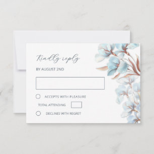 Stylized Turquoise Rose Gold Flowers RSVP Card