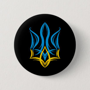 Stylized Ukrainian Coat Of Arms  2 Inch Round Button
