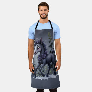Stylized unicorn in floral splendour.  apron
