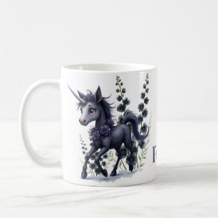 Stylized unicorn in floral splendour. coffee mug