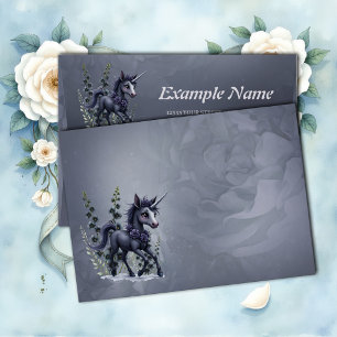 Stylized unicorn in floral splendour. envelope