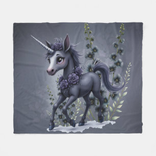 Stylized unicorn in floral splendour.  fleece blanket