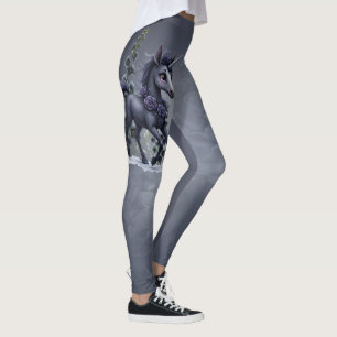 Stylized unicorn in floral splendour. leggings