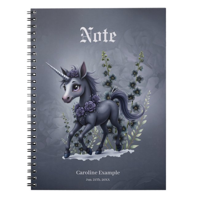 Stylized unicorn in floral splendour notebook (Front)