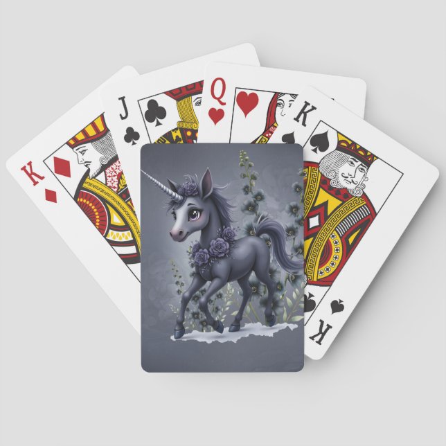 Stylized unicorn in floral splendour.  playing cards (Back)