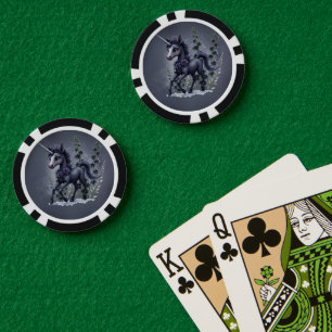 Stylized unicorn in floral splendour. poker chips