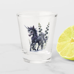 Stylized unicorn in floral splendour. shot glass