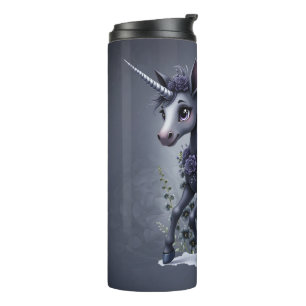 Stylized unicorn in floral splendour. thermal tumbler