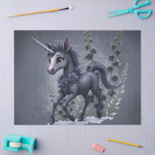 Stylized unicorn in floral splendour.  tissue paper