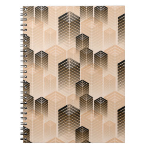 stylized urban landscape seamless pattern in sepia notebook