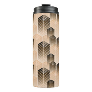 stylized urban landscape seamless pattern in sepia thermal tumbler