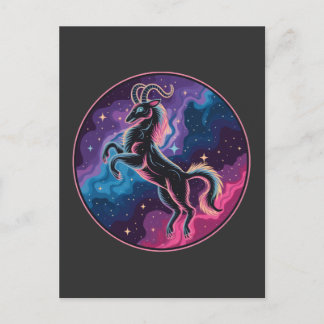 Stylized Vibrant Celestial Capricorn Goat Postcard