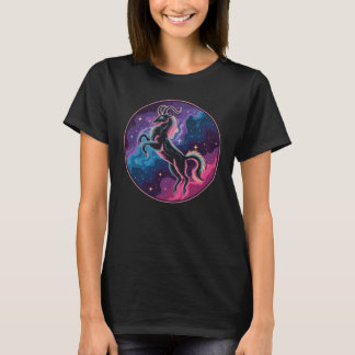 Stylized Vibrant Celestial Capricorn Goat T-Shirt
