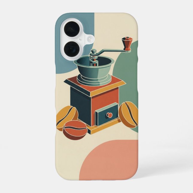 Stylized Vintage Coffee Grinder iPhone 16 Case (Back)