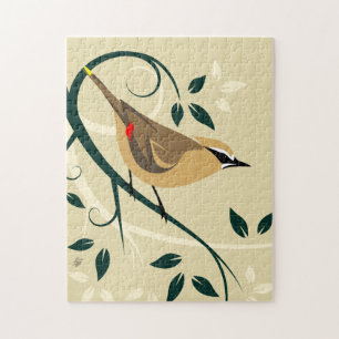 Stylized Waxwing Jigsaw Puzzle